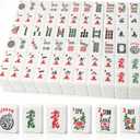 American Mahjong Tile Set, 166 White Tiles Mahjong Set,Travel Mahjong Set with Gray Carrying Bag