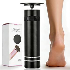 Electric Foot Callus Remover-60pcs Replacement Sandpaper Discs, 1200RPM Speed Adjustment, Metal Body, Callus & Dead Skin Removal, Black