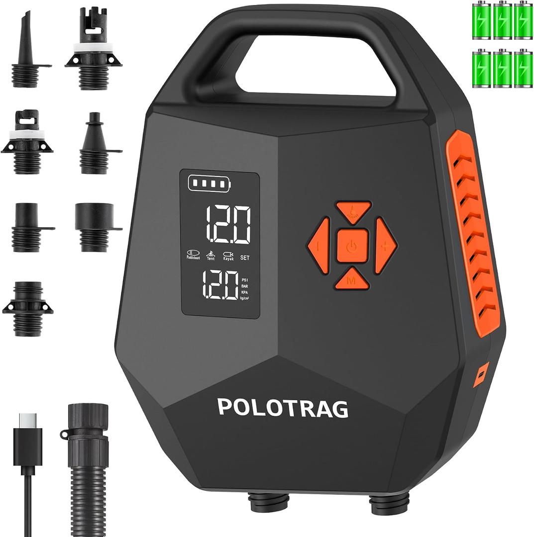 Electric Paddle Board Pump Rechargeable, 20PSI SUP Pump 12000mAh Paddleboard Pump with Inflation & Deflation, Auto-Off, Portable Air Pump for Inflatables, Kayak and Air Mattress