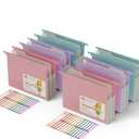 Extra Capacity Hanging File Folders, 3.15" Reinforced Wheat Straw Expanding Hanging Folder Letter Size, Heavy Duty for Filing Cabinets, File Organizer for Office & Home-6 Packs