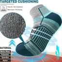 EBMORE 6 Pairs Merino Wool Ankle Hiking Running Socks Compression Support Thick Cushion No Show Socks for Men Women (Gray, L)
