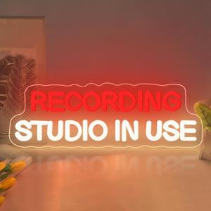 Recording Studio in Use Neon Sign Dimmable Live Music LED Neon Sign USB Powered Wall Hanging Light for Recording Room Music Studio Bedroom Game Room Dcor