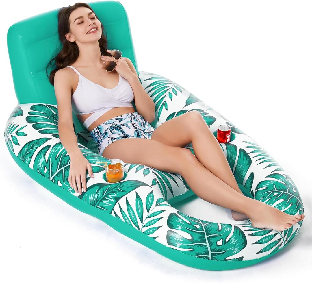 Jasonwell Inflatable Pool Float Adult - Pool Floaties Lounger Floats Raft Floating Chair Water Floaties for Swimming Pool Lake Lounge Float with Cup Holders Beach Pool Party Toys for Adults