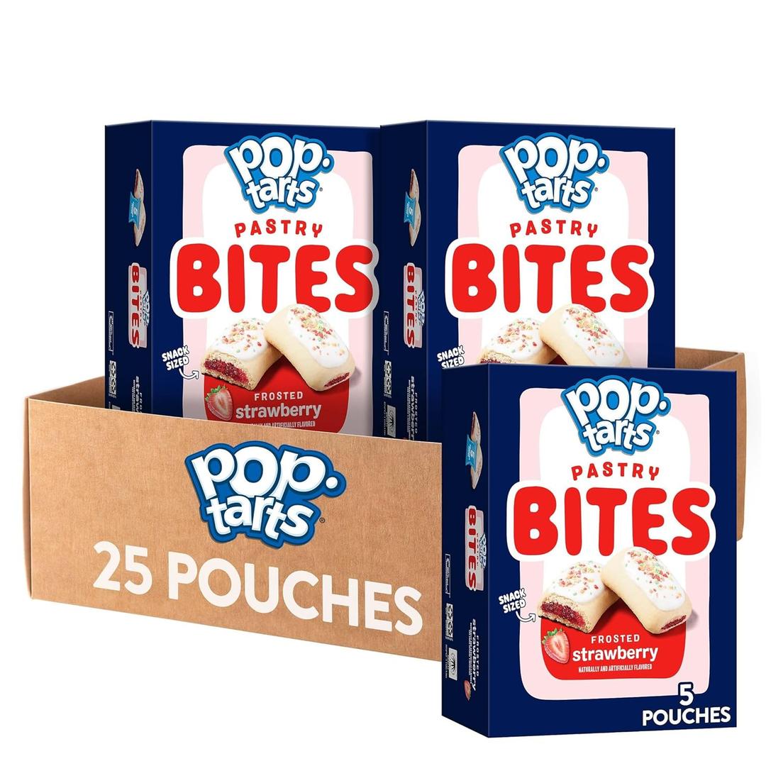 Pop-Tarts Baked Pastry Bites, Kids Snacks, School Lunch, Frosted Strawberry, 7oz Box (5 Pouches) 2 PRS, SEP 19 2025
