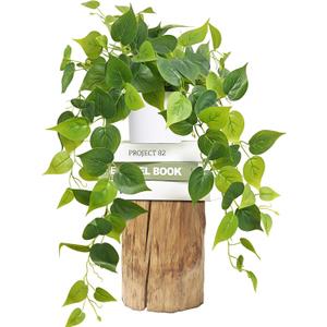 Waipfaru Artificial Plants Indoor, 1Pcs 34" Realistic Fake Pothos Hanging Plants Silk Vines Ivy Potted, Fake Pothos for Living Room Office Bedroom Bathroom Kitchen Shelves Indoor Home Decor