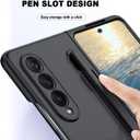 for Samsung Galaxy Z Fold 4 Case with S Pen Skin Friendly Z Fold 4 Phone Case with Pen Holder Folding Shockproof Full Protective PC Wireless Charging Case for Galaxy Z Fold 4 - DarkGreen