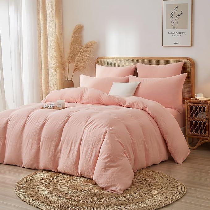 Full/Queen 92 x 92 in Duvet Cover - Extra Soft and Breathable Luxury Sheets, 100% Long Staple Combed Organic Cotton, Pink