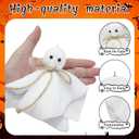 Halloween Ghosts Hanging Ornaments, Flannel Cloth Ghosts Party Garlands for Haunted House Halloween Decorations Indoor, with 39.3 Inch Long Hemp Rope, 9 Ghosts, and 50 Wooden Beads
