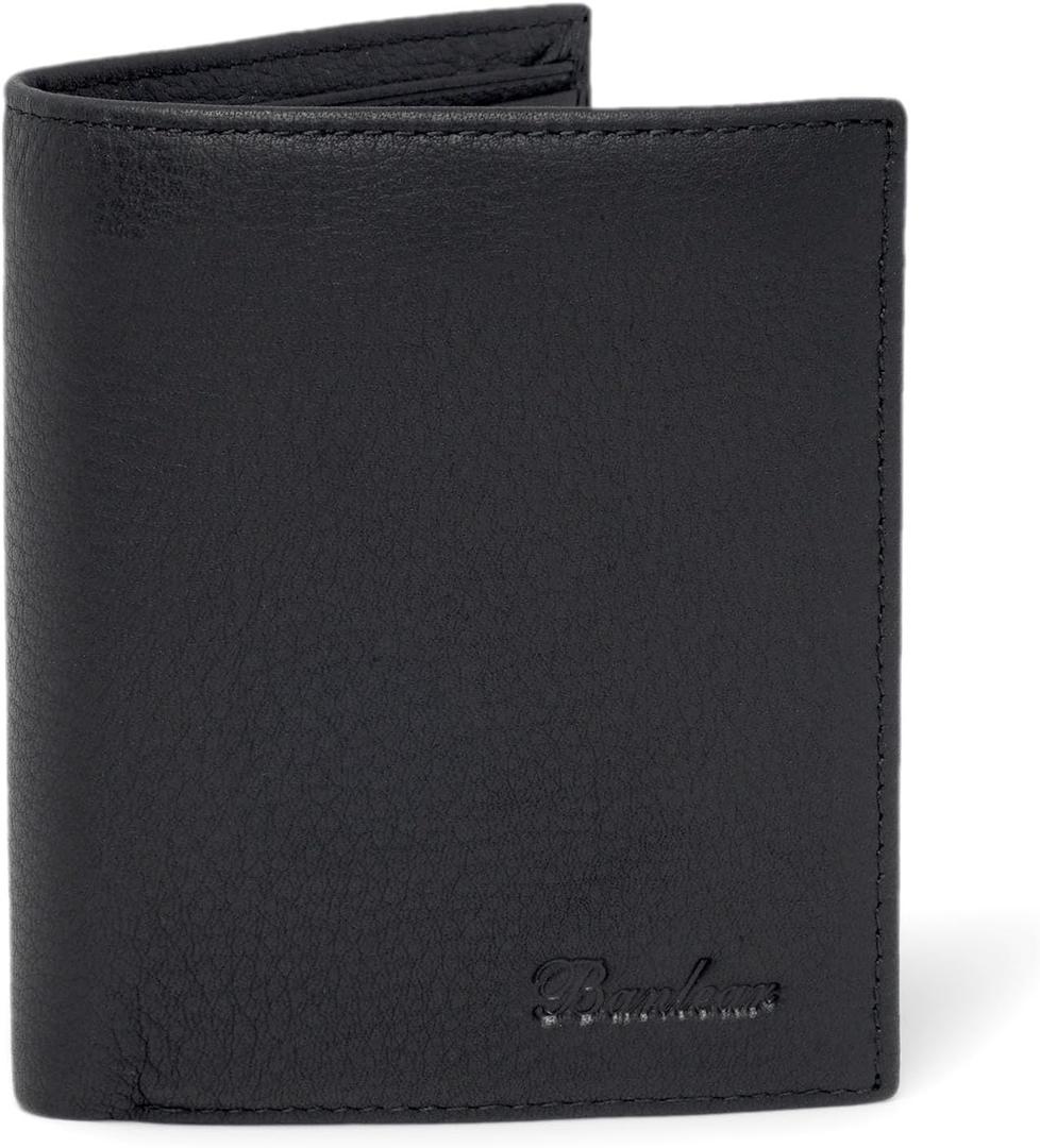 Genuine Leather Bifold Wallet for Men, Classic Black Wallet, 6 Card Slots 3 cash pockets,Gift For Men,Money Clip Mens Wallet (65995-2)