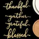 Cunhill 8 Pcs Thankful Plate Sign Thanksgiving Wooden Cutout Fall Dining Table Settings Decorative Thankful Grateful Blessed Gather Family Sign Rustic Home Table Decorations(Glitter Gold)