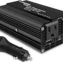500W Car Power Inverter, LVYUAN Car Outlet Adapter Dual USB Power Inverter for Vehicles DC 12V to 110V AC Car Converter with Distant Ports for Laptop, Road Trip (Black)