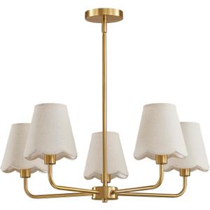 KAISITE Modern Gold Chandelier 5-Light Farmhouse Chandelier for Dining Room Industrial Dining Kitchen Light Fixture Over Table Ceiling Chandelier for Bedroom Living Room Foyer Entryway