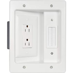 Legrand - OnQ Wall Cable Concealer Kit, Flat Panel TV Connection Kit with Cable Management Box, In Wall TV Power Kit Hides Cords and Cables, Hider Box Fits All Plugs, White, HT2102WHV1 (Hardwired) (White)