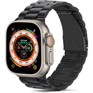 Tasikar Band Compatible with Apple Watch Band 49mm 45mm 44mm 42mm Premium Stainless Steel Metal Replacement Strap Compatible with Apple Watch Ultra 3 2 1 Series 11 10 9 8 7 6 5 4 3 2 1 SE, Black
