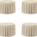 BRILLMAX 4 Pack Beige Round Tablecloths 108 Inch for 48 Tables - 150 GSM Polyester Fabric, Floor Length Drop, Water, Stain & Wrinkle Resistant Cloth Cover for Wedding Reception Banquet Dining