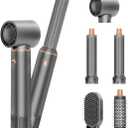 5-in-1 Hair Dryer Brush with Hot Air Curling & Negative Ion Technology - Versatile Styler for Drying, Curling, Straightening, and Volume Boosting (Gray)