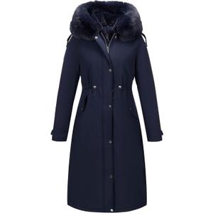 RISISSIDA Women Winter Parka Puffy Coat for Deep Cold,Thicken Puffer Jacket with Long Fur Collar Hooded,Warm Bubble Overcoat (3X-Large, Blue)