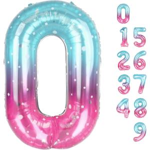 Number 0 Balloons 40 Inch Pink Purple Blue Number Balloons for 10 20 30 40 50 60 70 80 90 100 Numbers Balloon Birthday Decorations Wedding Event Baby Shower