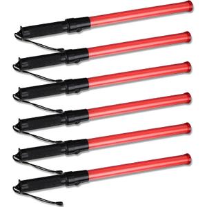TOODOO 6 Pack Traffic Wand, 21 Inch LED Signal Traffic Control Wand with 2 Flashing Modes, Wrist Strap Lanyard, Side Clip for Parking Guides and Outdoor Camping