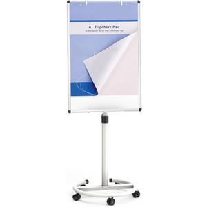 VIZ-PRO ECO Magnetic Mobile Whiteboard, 36 X 24 Inches, Easel Flipchart Stand Rolling Dry Erase Board with Paper Pads