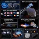 Hwagol Smart Glasses with Camera, 8MP HD Photo and Video Recording,AI Camera Glasses with Real-Time Translation/Object Recognition/AI Voice Q&A/Recording, Calls and Music,Comes with 3 Pairs of Lenses