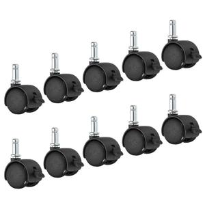 PATIKIL 1 Inch Swivel Casters, Pack of 10 Nylon 360 Degree Universal Circlip Swivel Stem Wheels with Brake for Chair Furniture Replacement, Black