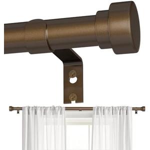 DMDG Bronze Curtain Rods for Windows 32 to 150 Inch, Heavy Duty Curtain Rod Adjustable Length, 1 Inch Diameter Modern Decorative Curtains Rods(Bronze,32-150")