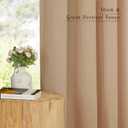 NICETOWN Camel Linen Kitchen Curtains 36 inch Length, Decorative Thick Flax Small Window Treatments Privacy Assured with Light Filtering for Bedroom/Bathroom, W55 x L36, 2 Panels