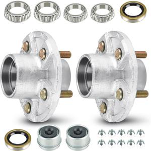 SEHNSUCHT Trailer Wheel Idler Hub Kit, 5-Hole, 4.5" Bolt Idler Hub for 3500lb Trailer Axles, Fit 1-1/16" to 1-3/8" Tapered Shaft, Trailer Wheel Hub(Set-2 Hot Dip Galvanized, Not Fit Straight Shaft)