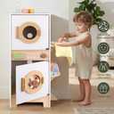 Wooden Washing Machine Playset，Kids Washer and Dryer Laundry Set, child-size, 18.7 x 10.4 x 29.7 inches