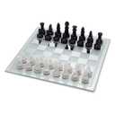 CHH Glass Chess Set – Avant-Garde Black Frosted Pieces with Mirror Board – Modern Strategy Game for Adults & Teens – Decorative Glass Chessboard Gift Set