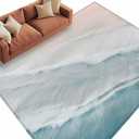 Ocean Beach Large Area Rugs 8x10 ft Summer Waves Gradient Boho Washable Rug Non Slip Indoor Carpet Absorbent Floor Mat for Living Room Bedroom Dining Room,8' x 10' (Rectangular), Pink