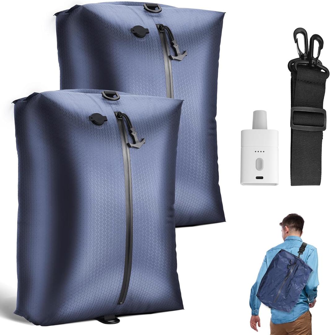 Travel Vacuum Bags with Wireless Pump, Reusable Vacuum Compression Bags for Suitcase, Space Saver for Luggage, Airtight & Waterproof, Perfect for Frequent Travelers & Business Trips, Blue (2-Pack)