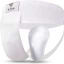 Boxing Groin Protector Men – Adjustable Groin Guard for Kickboxing, Taekwondo Sparring Gear, Muay Thai, Martial Arts Training, White, Size M