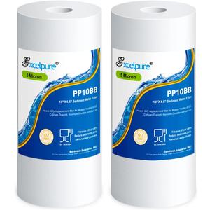 EXCELPURE Whole House Sediment Water Filter 10" x 4.5" (5 micronCompatible with Culligan RFC-BBSA, WFHD13001B, GXWH35F, GXWH30C, 3M Aqua-Pure AP817,Whirlpool WHKF-GD25BB (2 PACK)