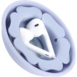 MAIRUI Wired Earbud Case Earphone Headphone Cord Organizer Earbuds Wrap Soft Silicone Magnetic Holder Storage Tangle Free Cable Winder(Light Blue Purple)