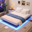 Awesofurni Floating Bed Frame Full Size, Full Bed Frame with Smart LED Lights, Heavy Duty Modern Metal Platform Bed No Box Spring Needed - Easy Assembly and Noise Free, Prouct Dimensions 75"L x 54"W x 8"H