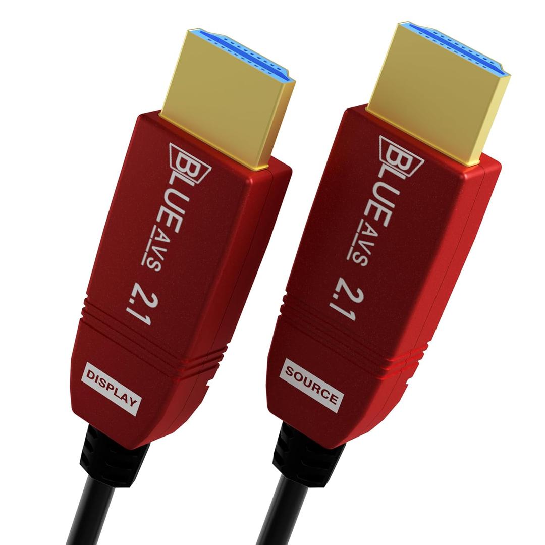 BlueAVS 8K HDMI 2.1 Fiber Optic Cable 15FT 48gbps 8K60Hz 4K120Hz Dynamic HDR eARC HDCP2.3 (RedHousing)