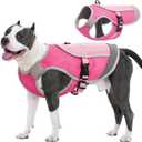 Kuoser Dog Cooling Vest for Dogs, Lightweight Dog Cooling Harness Shirt with Reflective Stripe, Breathable Mesh Cooler Jacket Pet Cool Vest for Dogs Summer Hot Weather, Pink, L(Chest 22.4-27.5")