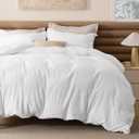 Bedsure White Bed Comforter Full, Breathable Mellow Marshmallow Comforter, 4 Pieces Prewashed Soft Bedding Set for All Seasons Use, Includes 1 Duvet Cover, 1 Comforter, 2 Pillow Shams