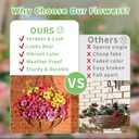 Artificial Flowers For Outdoors, 24 Bundles UV Resistant Fake Outdoor Flowers Faux Artificial Flower Plastic Plants for Outside Garden Porch Window Pot Spring Summer Home Decor (Multi Color-B, 24) (Rose Red+pink+purple+yellow+fern)