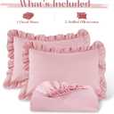 Homiest 2-Pieces Ruffle Pillow Case & Fitted Sheet Set, Light Pink Twin Sheets with Ruffled Pillow Shams, 15 Inch Deep Pocket, Cute & Coquette Microfiber Bed Set for Decorating Bedroom Hotel