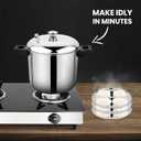 Idlii Maker Stainless Steel Idly Cooker,Induction & Standard Idli Maker Indian Kitchen Item 6 Plates Silver (6 Plates, 24Idlis) 20cm 20 cm