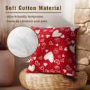Valentines Pillow Cover - Red Hearts Throw Pillow Covers 18x18 Set of 2 Rose Flower Decorative Pillowcases for Couch Sofa Bedroom