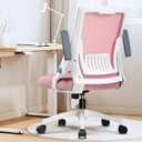 GTPLAYER Ergonomic Office Chair with Flip-up Armrests Executive Computer Chair for Home Office, Breathable Mesh & Comfy Lumbar Support, Pink