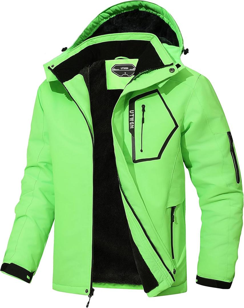 Men's Ski Jacket Winter Warm Snow Coat Waterproof Windbreaker Hooded Work Outerwear Snowboarding Jackets (X-Large)