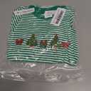 ZAXARRA Baby Christmas Sweatshirt Romper Striped Waffle Knit Jumpsuit Christmas Tree Embroidery Cute Boy Girl Holiday Outfit (Green)