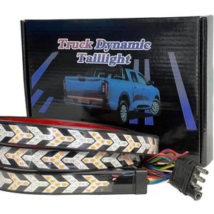 60 Inch Arrow 528smd LED Truck Tailgate Light Bar Strip, Amber Sequential Turn Signal, RED Strobe Warning Brake Light Kit