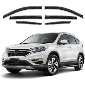 Shatterproof Out-Channel Window Deflectors for Honda CR-V (CRV) 2012 2013 2014 2015 2016 Rain Guards Window Visors for Cars Vent Car Accessories 6 pcs (for CRV 12-16 6-Piece Chrome)