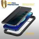 Diaclara Designed for iPhone 12/12 Pro Case, Full Body Rugged with Built-in Touch Sensitive Anti-Scratch Privacy Screen Protector, Soft TPU Bumper Case for iPhone 12/12 Pro 6.1" (Black)